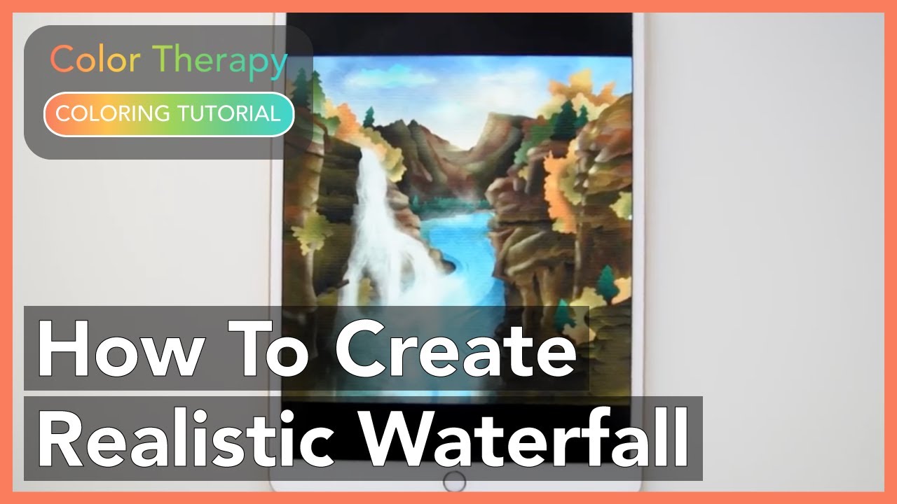 Coloring Tutorial: How to Create Realistic Waterfall with Color Therapy App