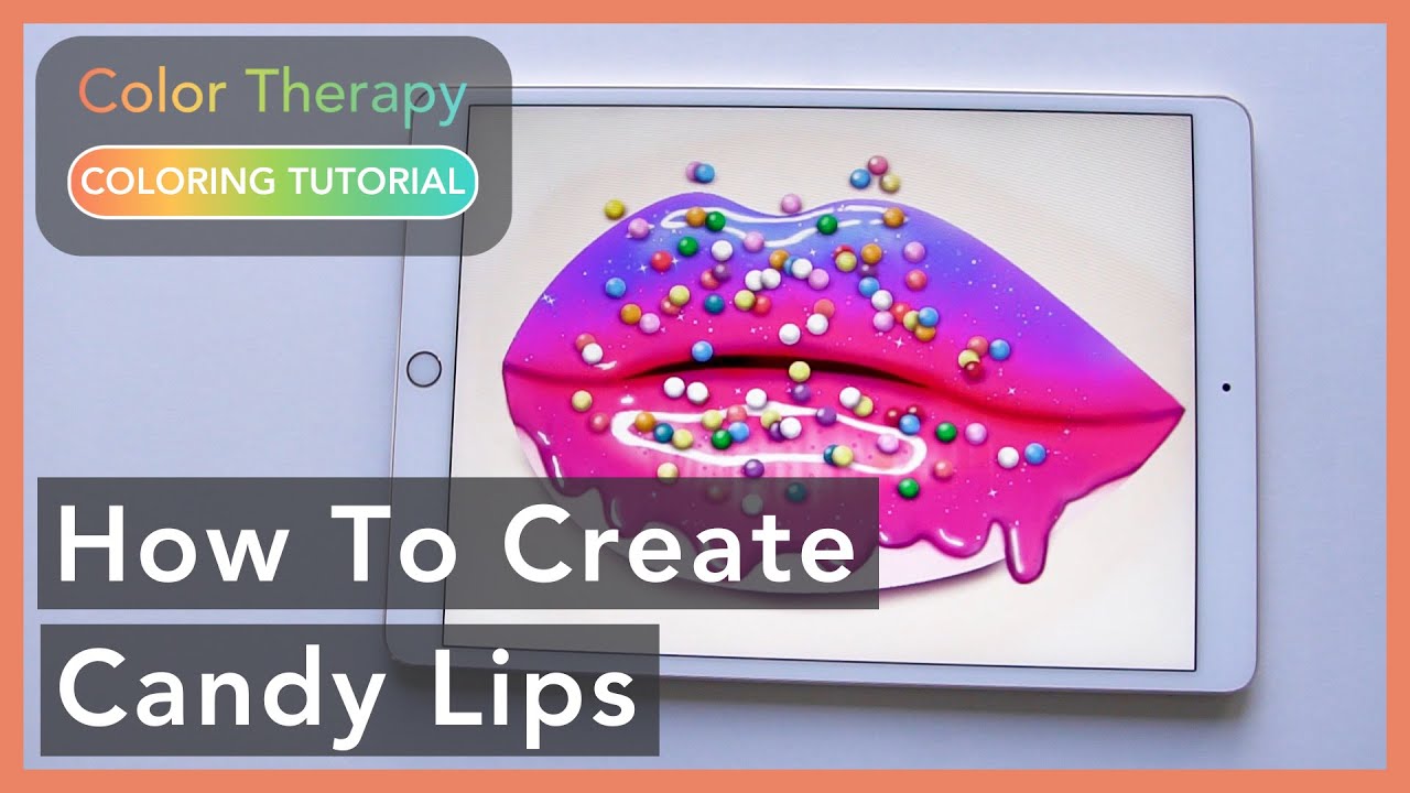Digital Coloring Tutorial: How to create Shiny Candy Lips | Color Therapy Adult Coloring